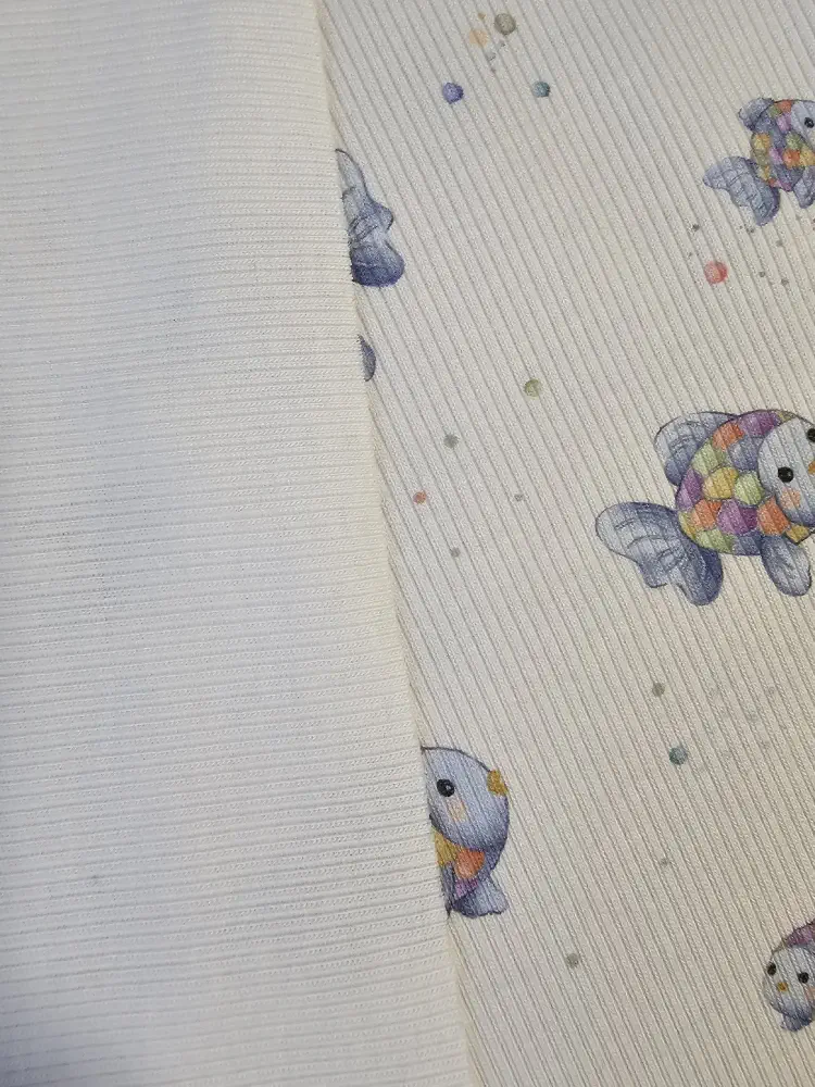 Rybičky pastelové - žebrovaný úplet