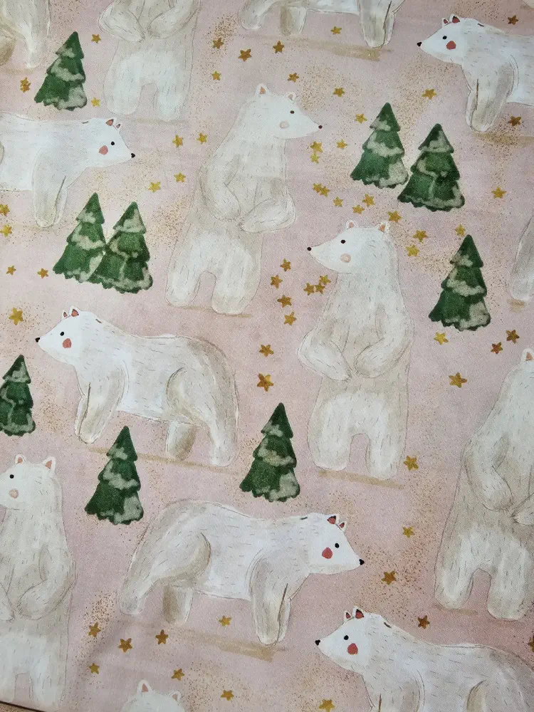 Lední medvědi růžová a stromy, hvězdy - vzor