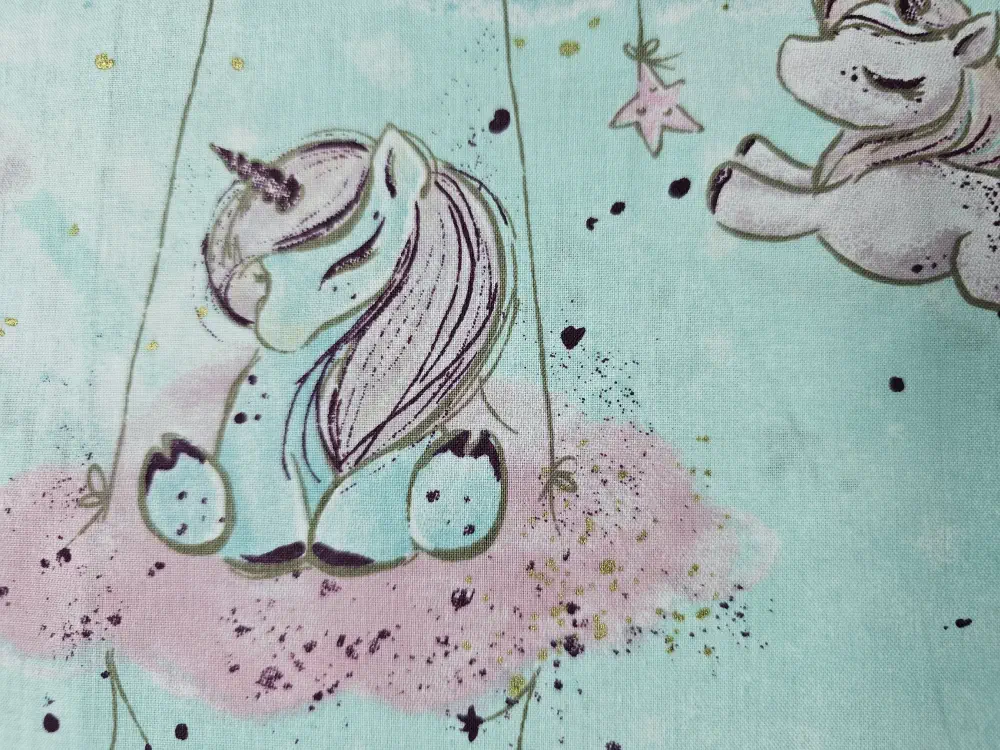 Plátno s jednorožcem - mint