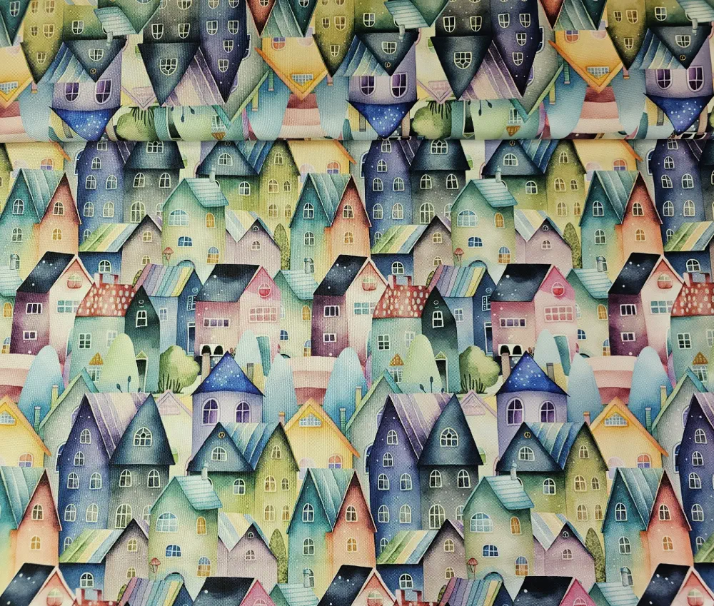 Kočárkovina domečky fialová