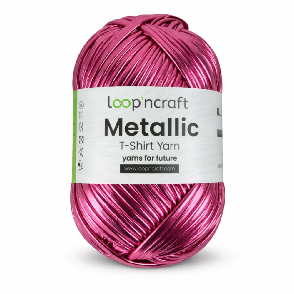 Tričková příze, růžová metalická