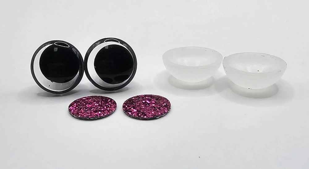 Oči 12 mm - flitrové fialové