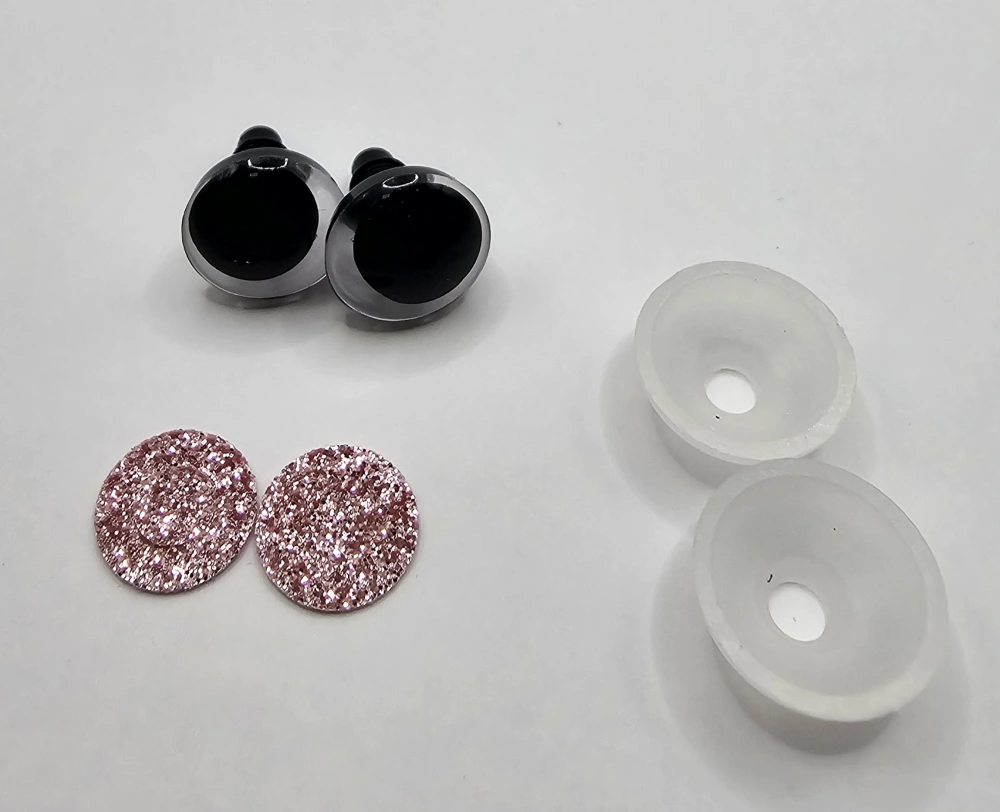 Oči 12 mm - flitrové růžová