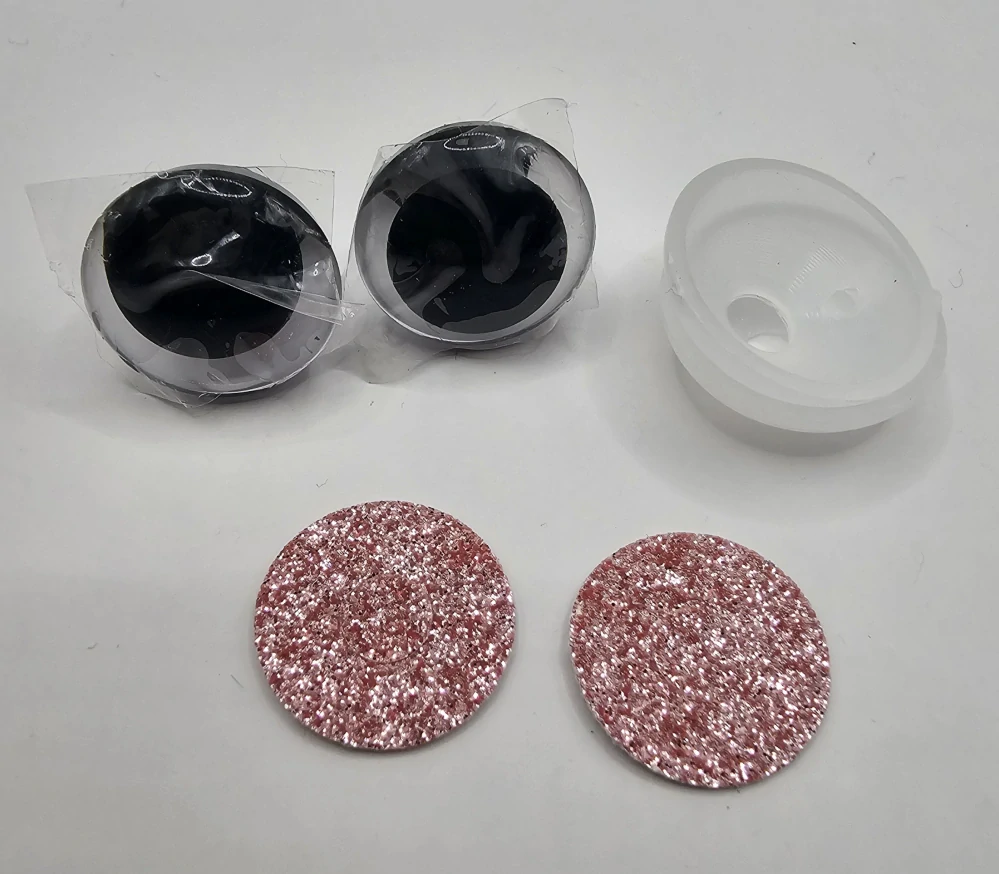 Oči 18 mm - flitrové růžové