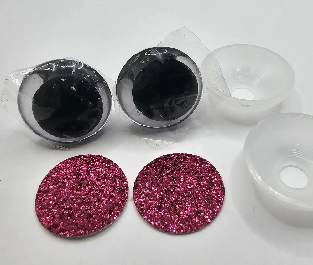 Oči 18 mm - flitrové růžové tmavé