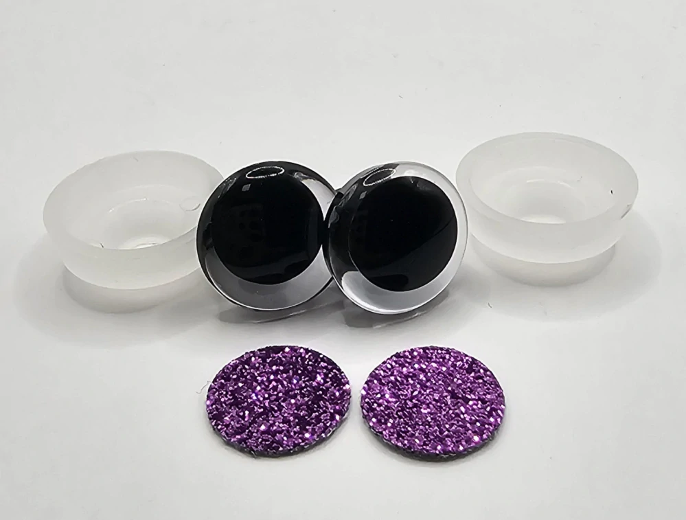Oči 14 mm - flitrové fialové