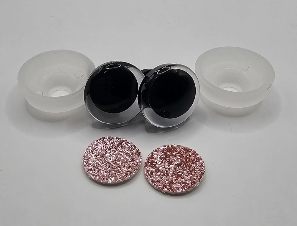 Oči 14 mm - flitrové růžové světlé