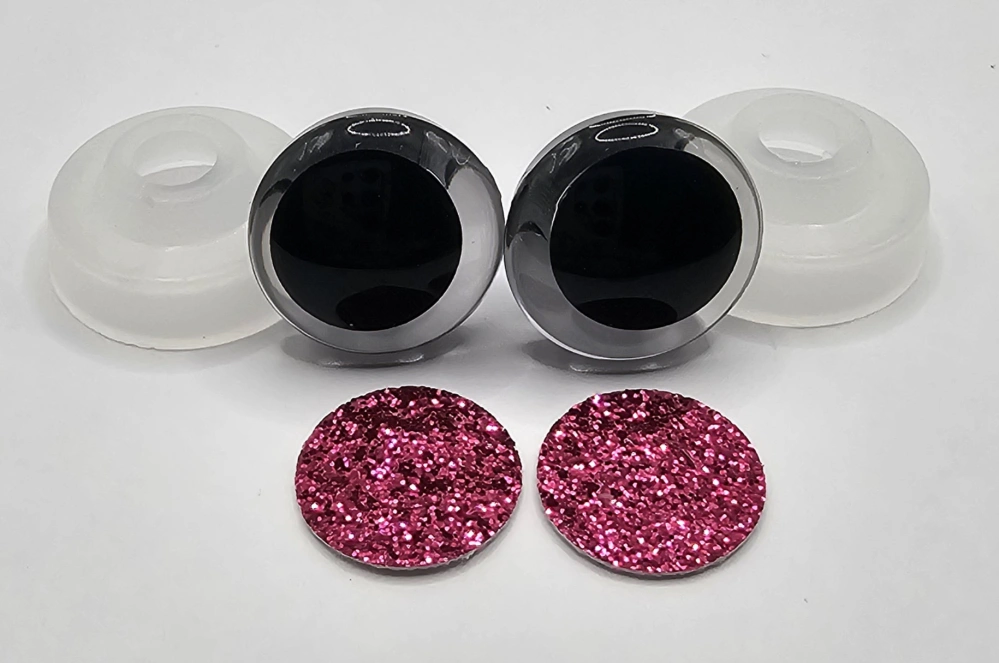 Oči 14 mm - flitrové růžové tmavší