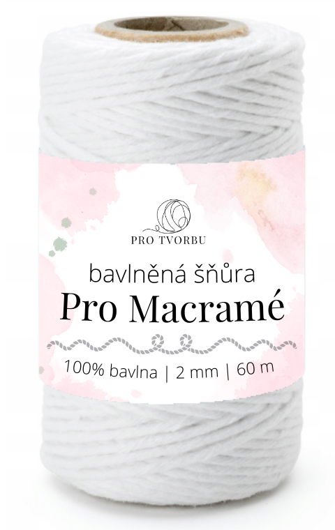 bavlněná šňůra Pro Macramé – STANDARD COTTON 2mm / 50 m - bílá