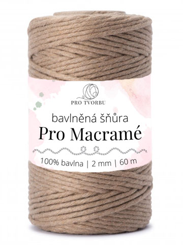 bavlněná šňůra Pro Macramé – STANDARD COTTON 2mm / 50 m - cappuccino