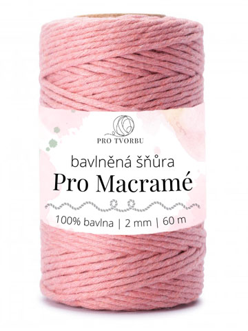 bavlněná šňůra Pro Macramé – STANDARD COTTON 2mm / 50 m - broskvová