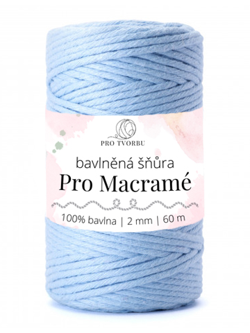 bavlněná šňůra Pro Macramé – STANDARD COTTON 2mm / 50 m - modrá blankytná
