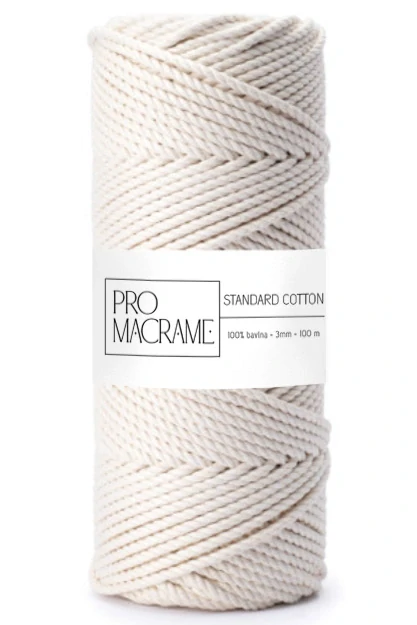 Bavlněná šňůra ProMacramé – STANDARD COTTON 3mm / 3PLY – natural