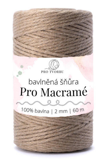 bavlněná šňůra Pro Macramé – STANDARD COTTON 2mm / 50 m - béžová