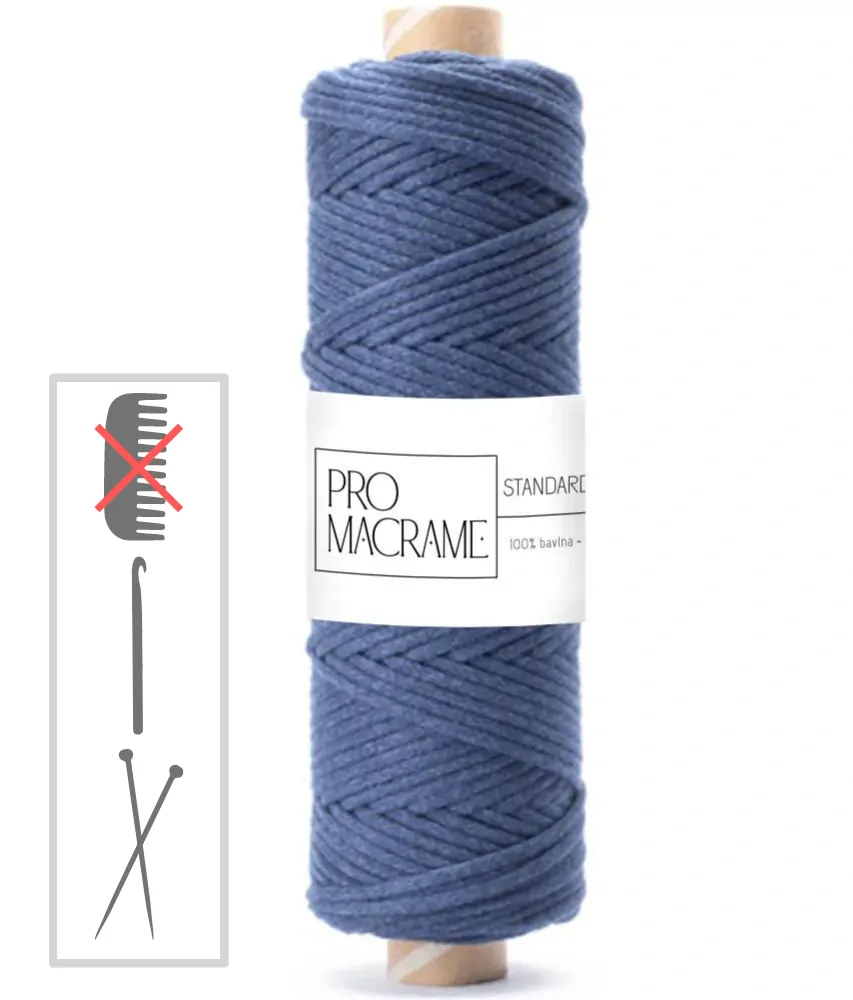 bavlněná šňůra Pro Macramé 5mm, splétaná - modrá námořnická