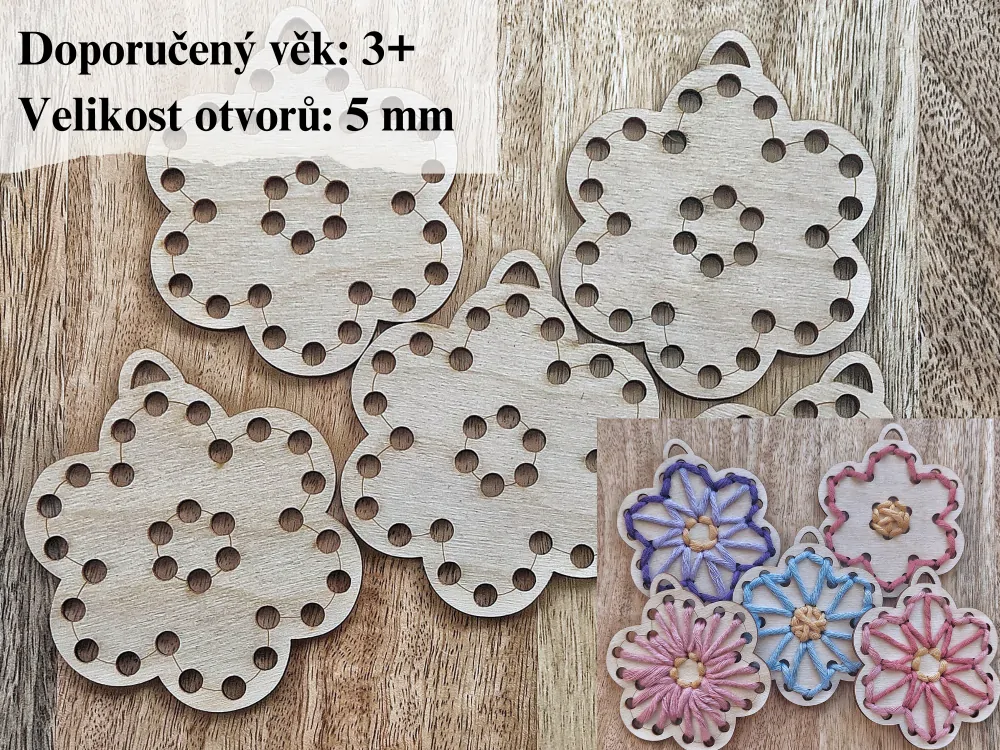 Vyšívací sada - květiny - 5 kusů