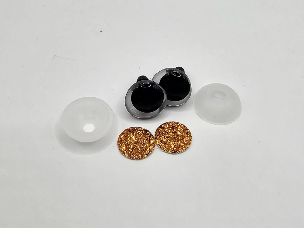 Oči 12 mm - flitrové zlaté tmavší