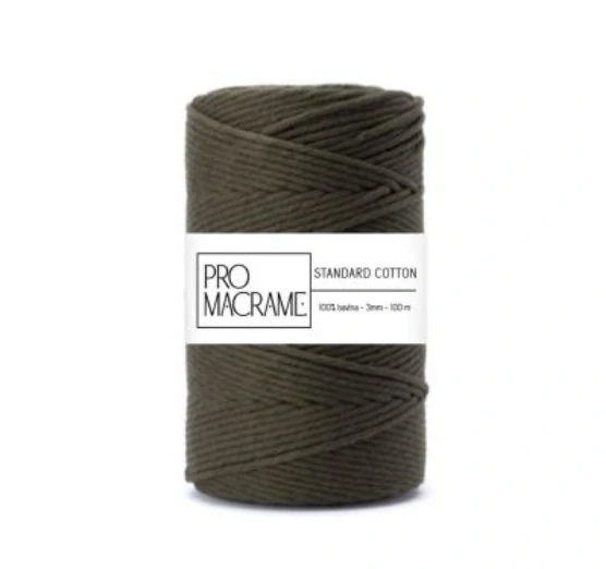 bavlněná šňůra ProMacrame – STANDARD cotton 5 mm - délka 50 m - Khaki
