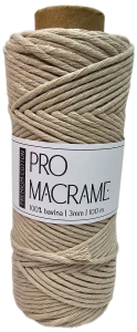 Bavlněná šňůra Pro Macramé – PREMIUM COTTON 3mm -béžová