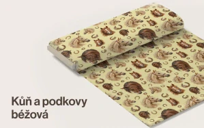 Kůň a podkovy na béžové