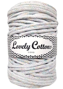 Bavlněná šňůra Lovely Cottons 5mm - Bílá s duhovou nitkou 