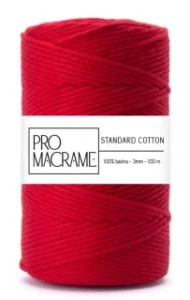 bavlněná šňůra ProMacrame – STANDARD cotton 5 mm - délka 50 m - Červená