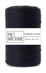 bavlněná šňůra ProMacrame – STANDARD cotton 5 mm - délka 50 m - Černá