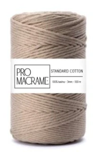 bavlněná šňůra ProMacrame – STANDARD cotton 5 mm - délka 50 m - Béžová
