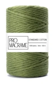 bavlněná šňůra ProMacrame – STANDARD cotton 5 mm - délka 50 m - Olivová
