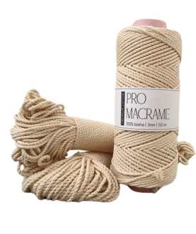Bavlněná šňůra ProMacramé – PREMIUM COTTON 3mm / 3PLY – natural