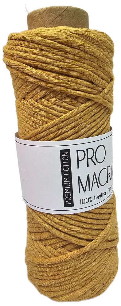 Bambusová šňůra Pro Macramé – PREMIUM COTTON 3mm - hořčice