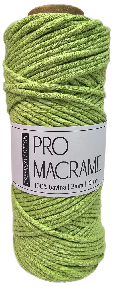 Bavlněná šňůra Pro Macramé – PREMIUM COTTON 3mm -zelené jablko