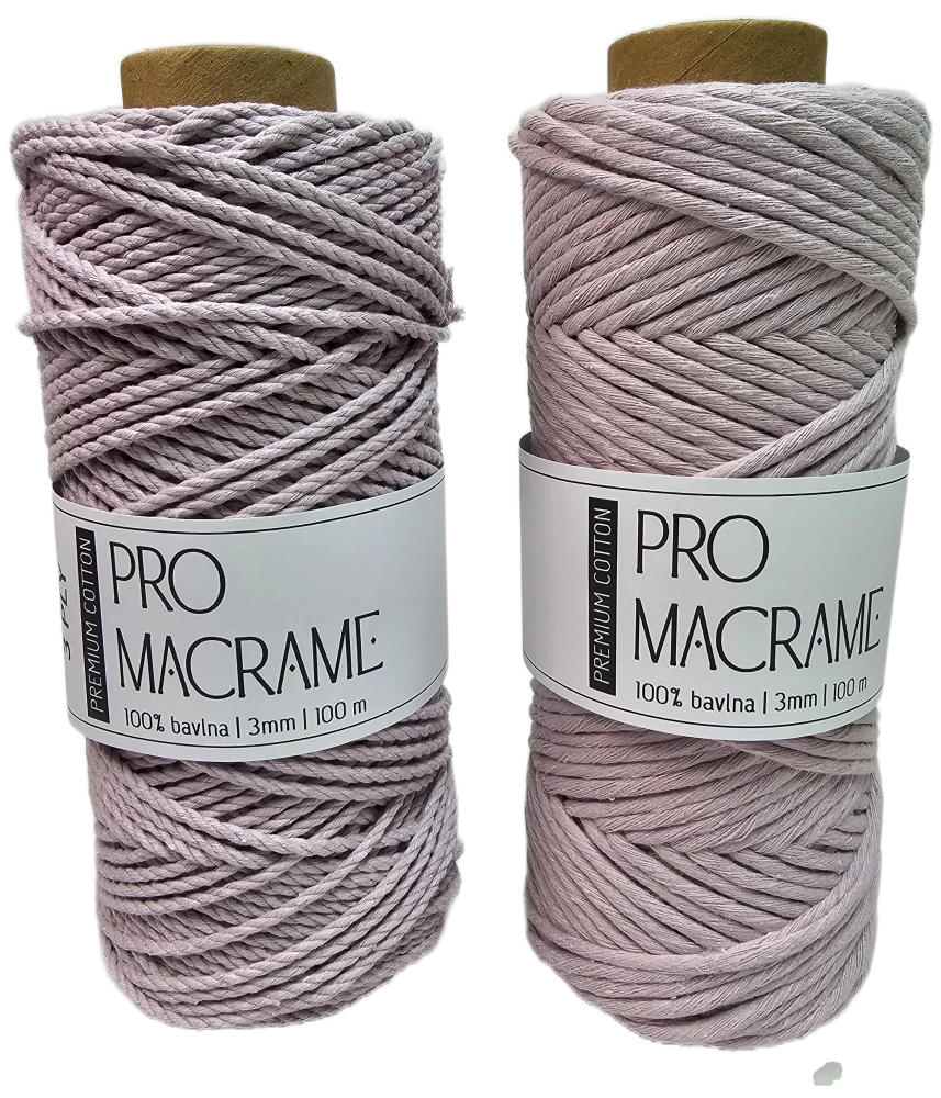 Bavlněná šňůra Pro Macramé – PREMIUM COTTON 3mm - lila vintage