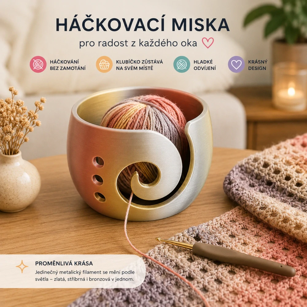 Háčkovací miska na přízi vel. L – Pandora - Metalická