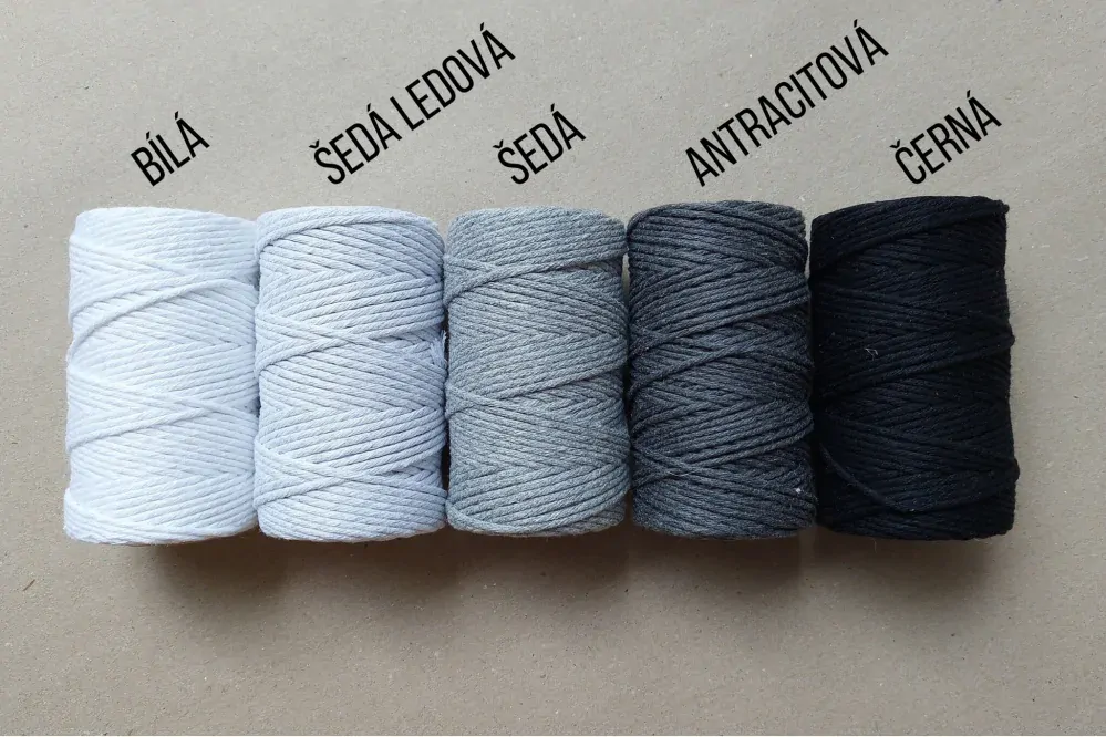 bavlněná šňůra Pro Macramé – STANDARD COTTON 2mm / 50 m - šedá ledová