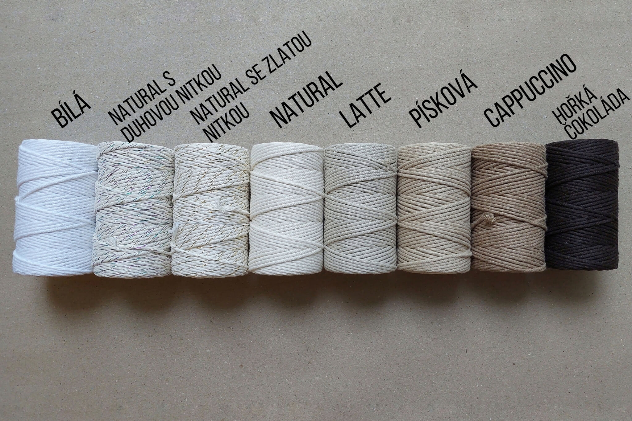 Bavlněná šňůra ProMacramé – STANDARD COTTON 3mm / 3PLY – cappuccino