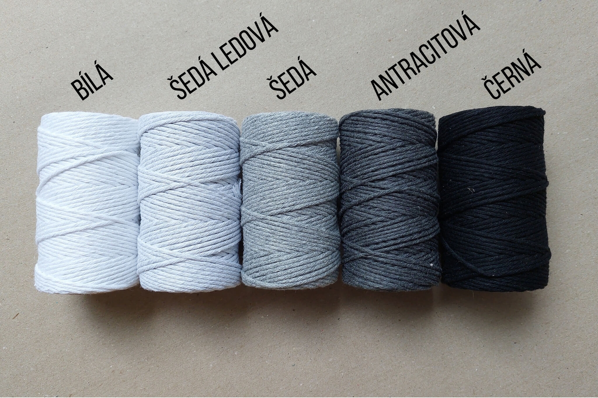 Bavlněná šňůra ProMacramé – STANDARD COTTON 3mm / 3PLY – antracitová