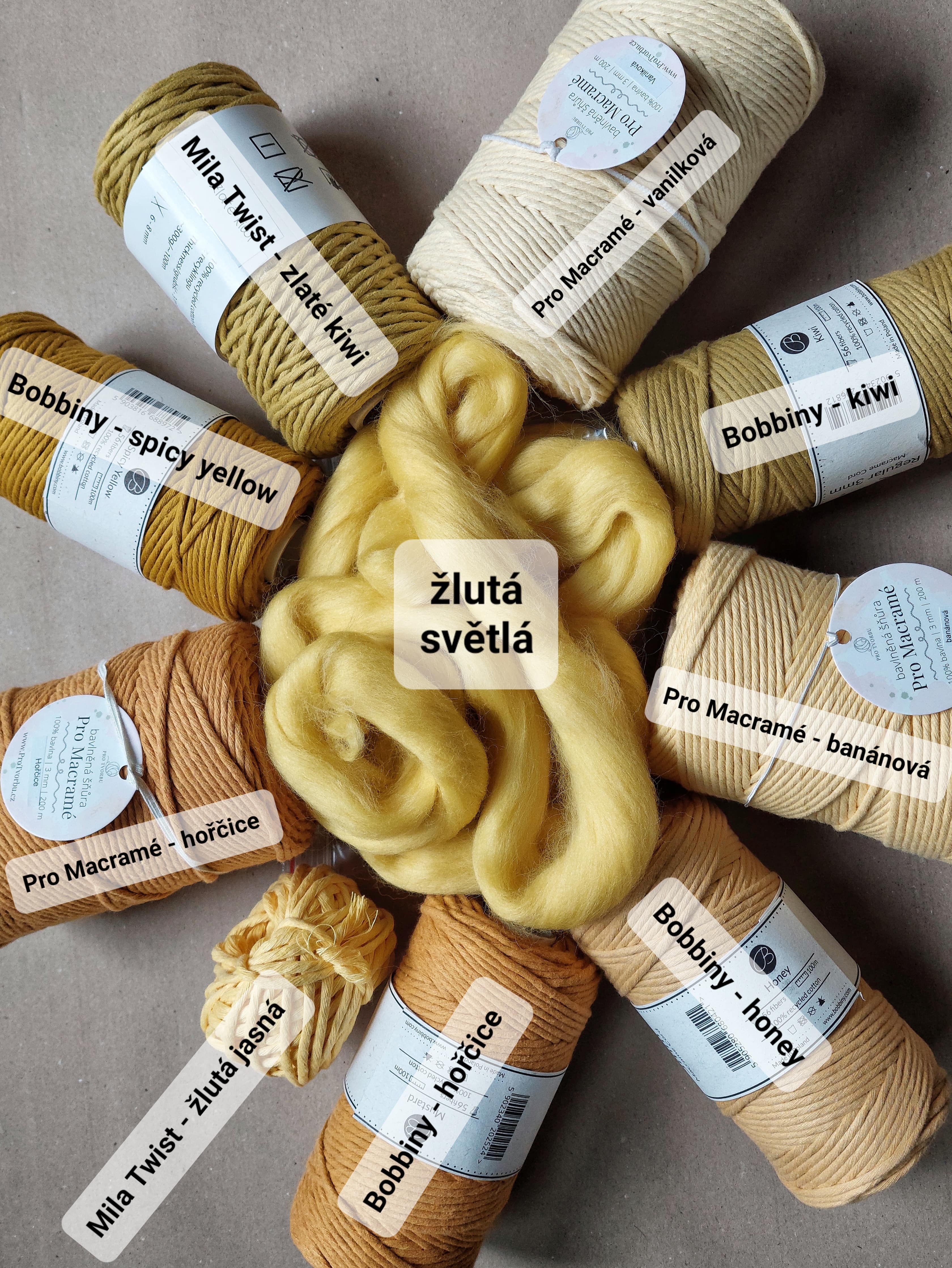 Ovčí rouno česané 20 g - žlutá světlá