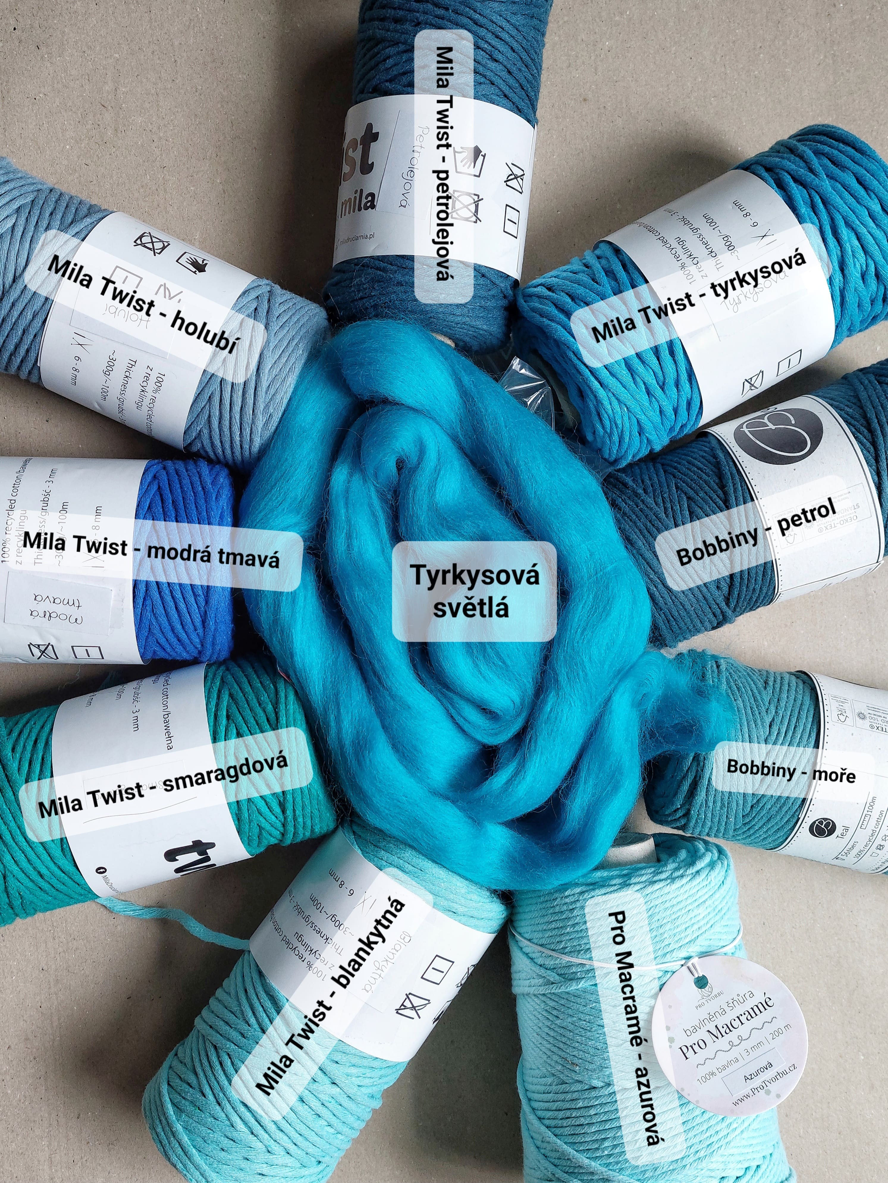 Ovčí rouno česané 20 g - tyrkysová světlá