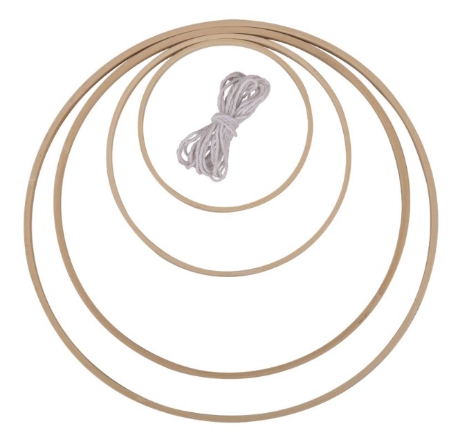 Sada kruhů na lapač snů - bambusový plochý - 4 kusy