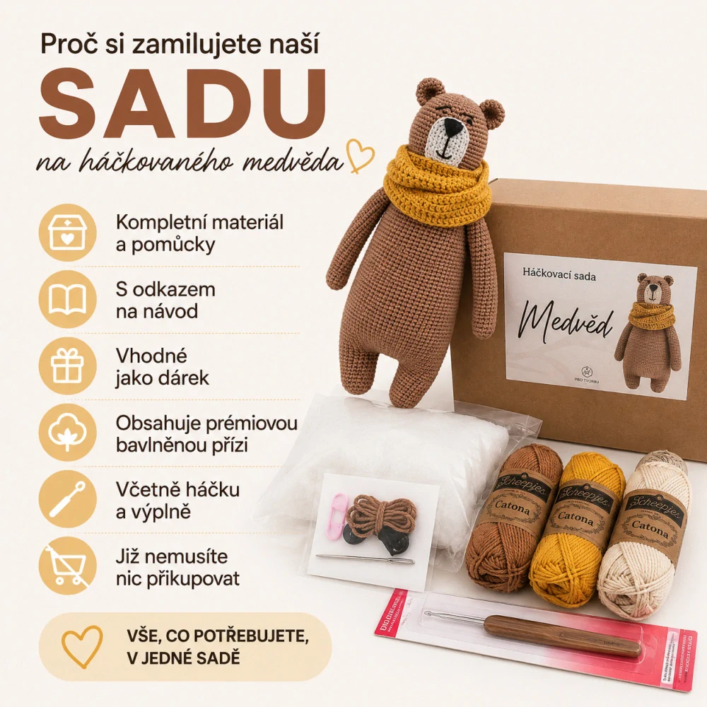 DIY háčkovací sada - velký medvěd