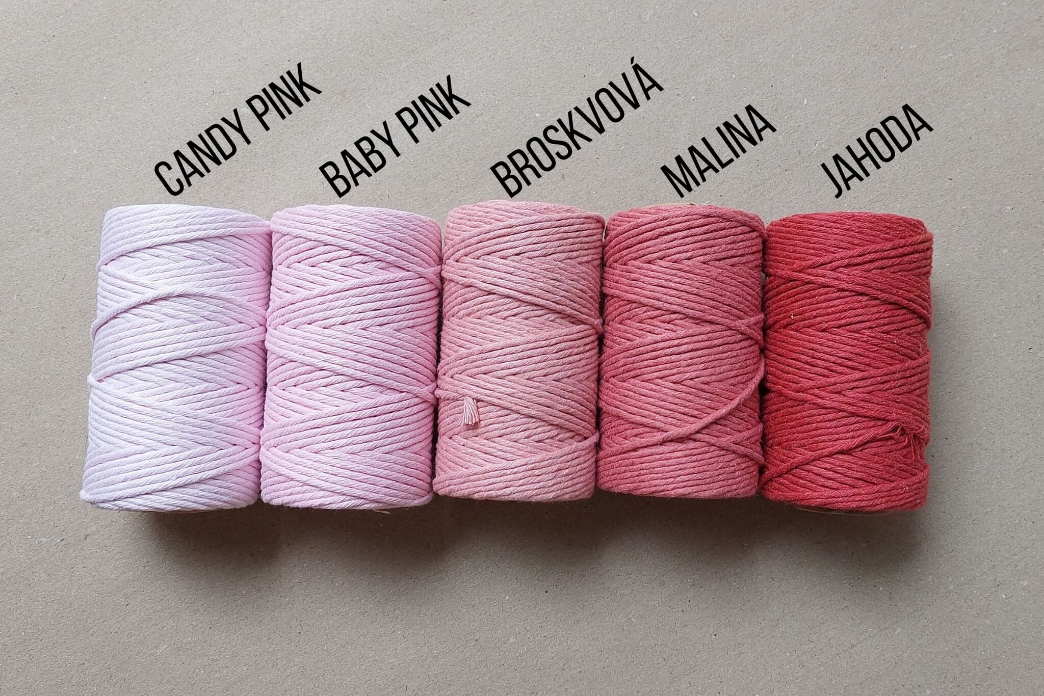 bavlněná šňůra Pro Macramé – STANDARD COTTON 2mm / 50 m - jahodová