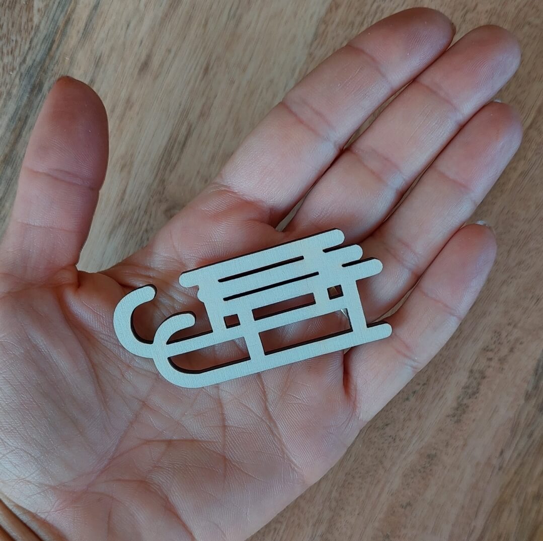 Dřevěné sáňky, výška 3 cm