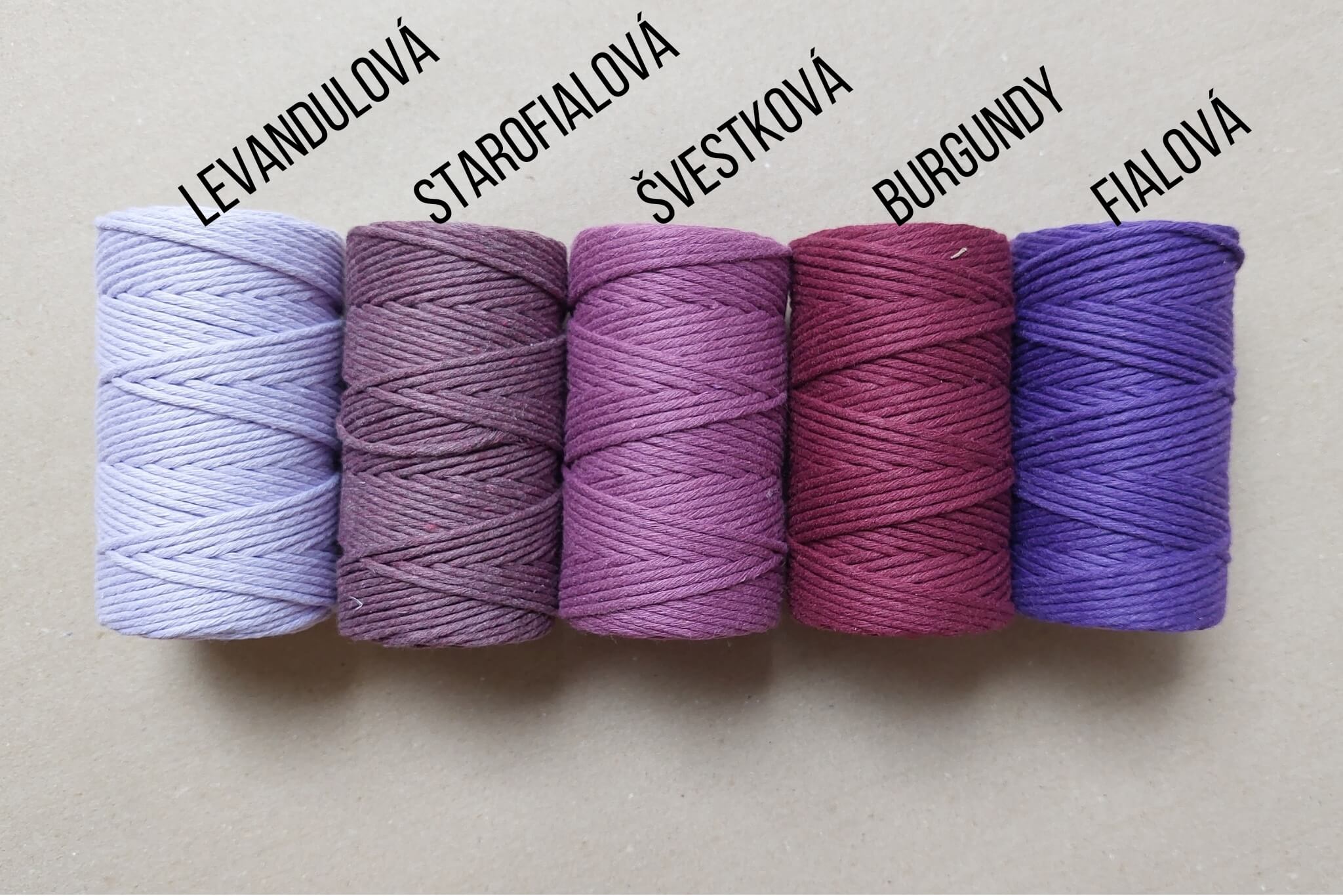 bavlněná šňůra ProMacrame – STANDARD cotton 3mm - levandulová