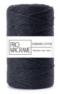 bavlněná šňůra ProMacrame – STANDARD cotton 3mm - onyx