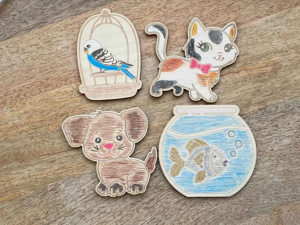 Dřevění domácí mazlíčci k dotvoření - 4 ks