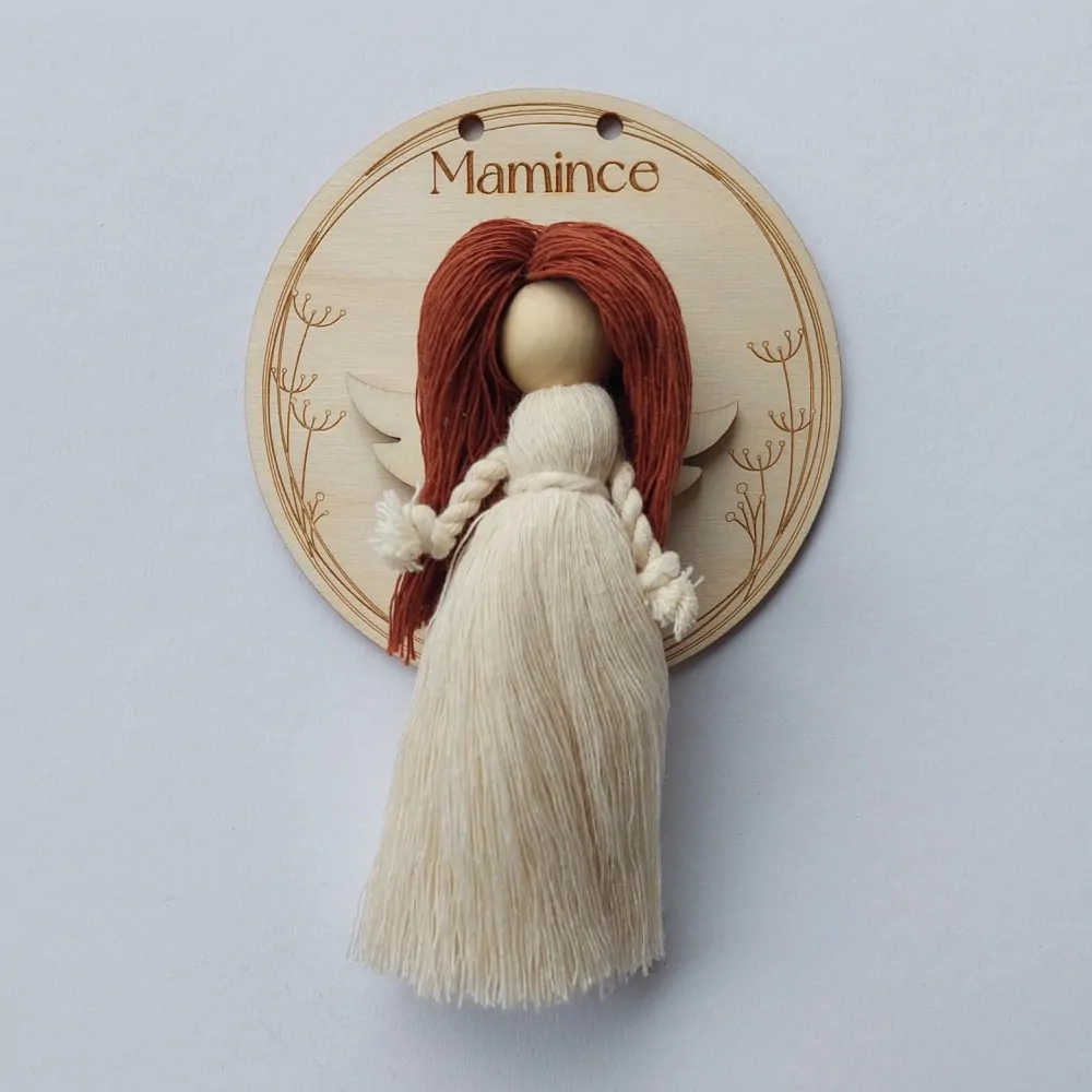 Dřevěné kolečko pod macramé Andělku - 10cm - Mamince