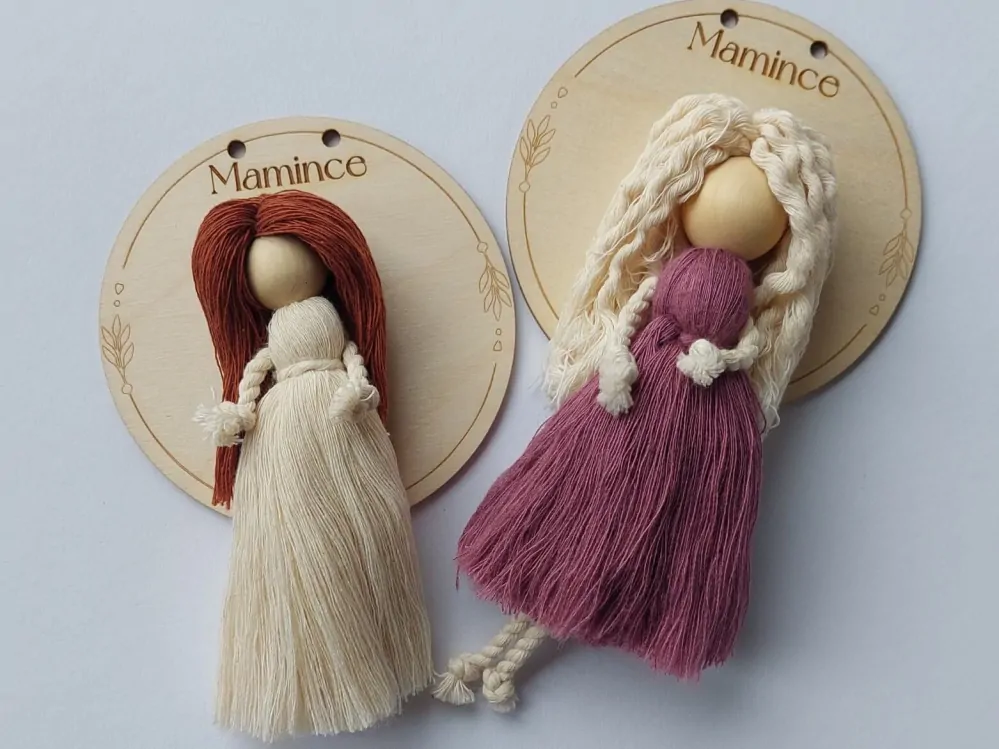 Dřevěné kolečko pod macramé Andělku - 10cm - Mamince