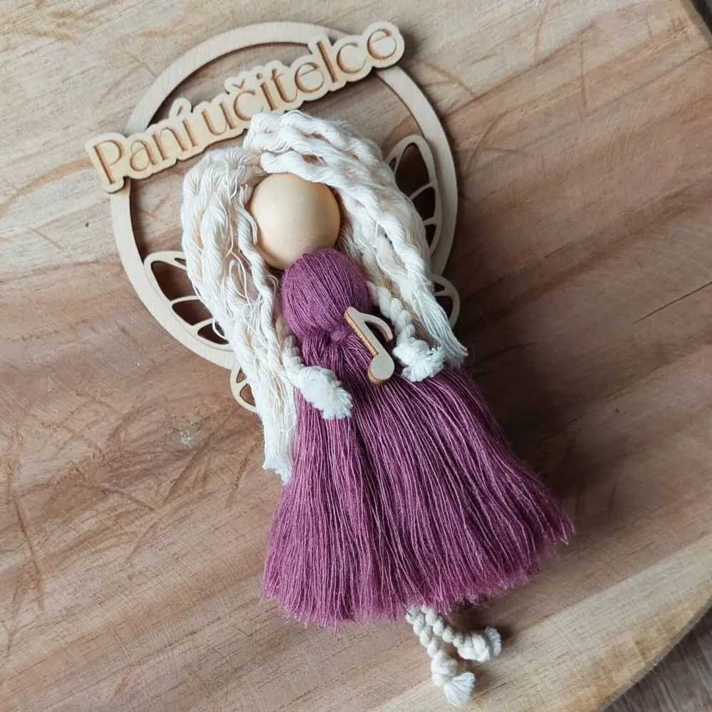 Dřevěný nápis PANÍ UČITELCE - 8,5 x 1,5 cm