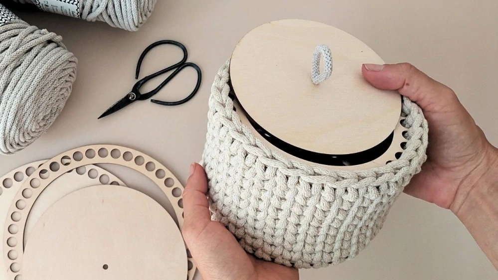 Dřevěný prstenec na košík kulatý – 17 cm, odstín bříza